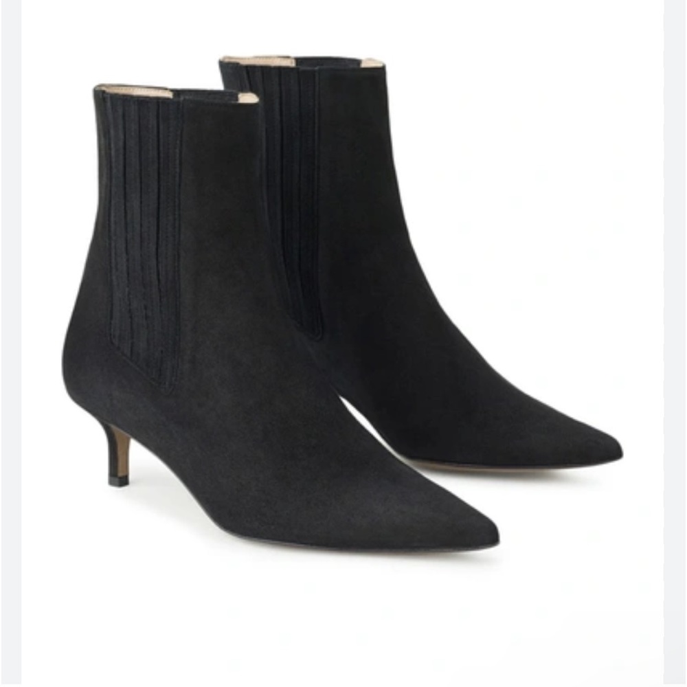 Lafayette 148 Fiore Ankle Bootie In Black suede Leather size 39.5 US 9.5 women